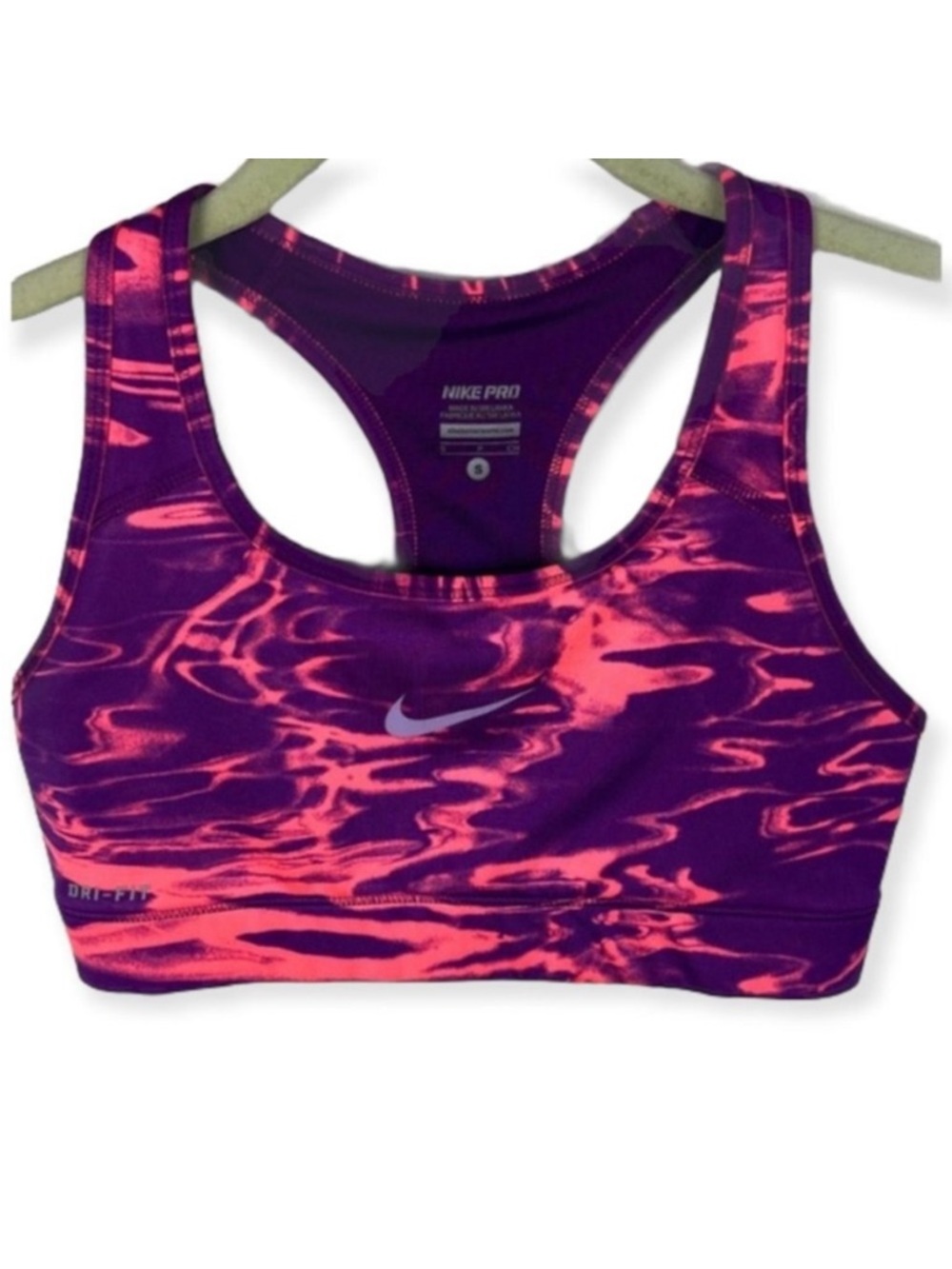 Nike Dri-Fit Sports Bra Coral Pink Purple Size Small Performance Pro Supportive